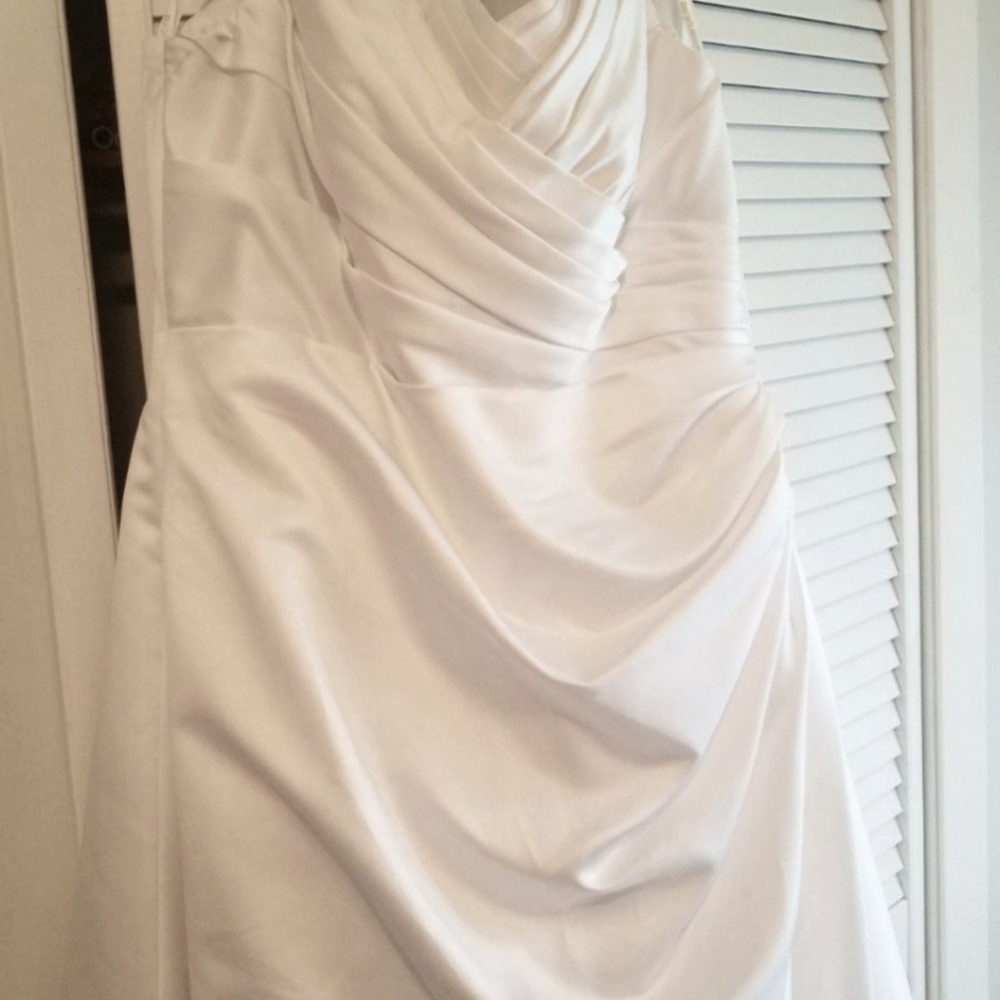 David's Bridal White Gown with Turquoise Accent - Picture 9 of 11